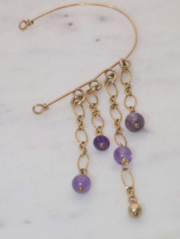Contour d'oreille Camille avec améthyste — bijou artisanal Made of Dreams par Eva