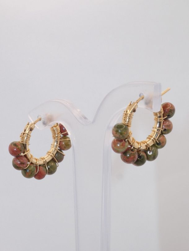 Créoles FRANCINE artisanales en pierres naturelles — Made of Dreams par Eva